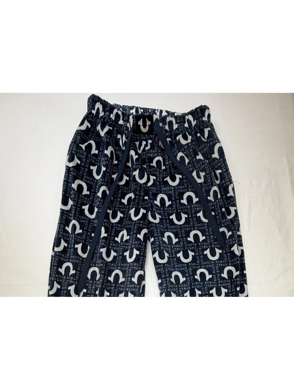 True Religion Men's Pajama Pants Loungewear Drawstring Logo Size S Blue